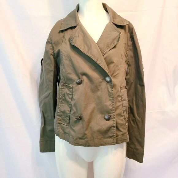 American Rag Jackets & Blazers - American Rag Olive Green Military Utility Jacket Sm Button Front Epaulette Crop